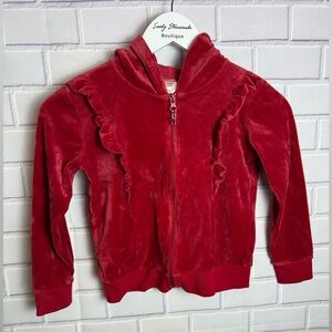Wonder Nation Girls Red Velour Ruffle Zip-Up Hoodie - Size 6/6X